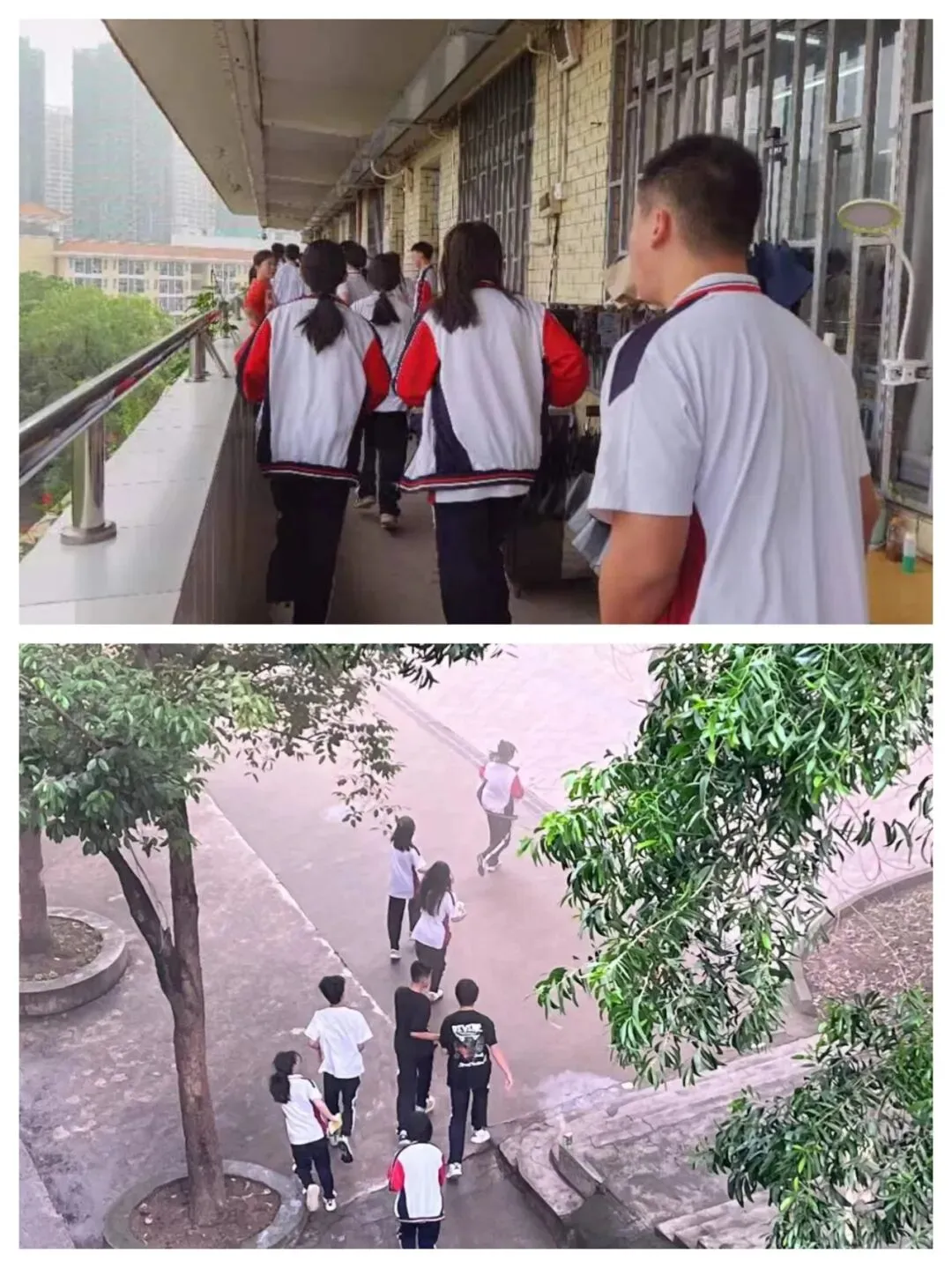 学生在操场集合待命