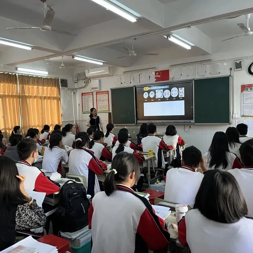 张秀真、黄聪莹老师在讲授减数分裂与有丝分裂的比较