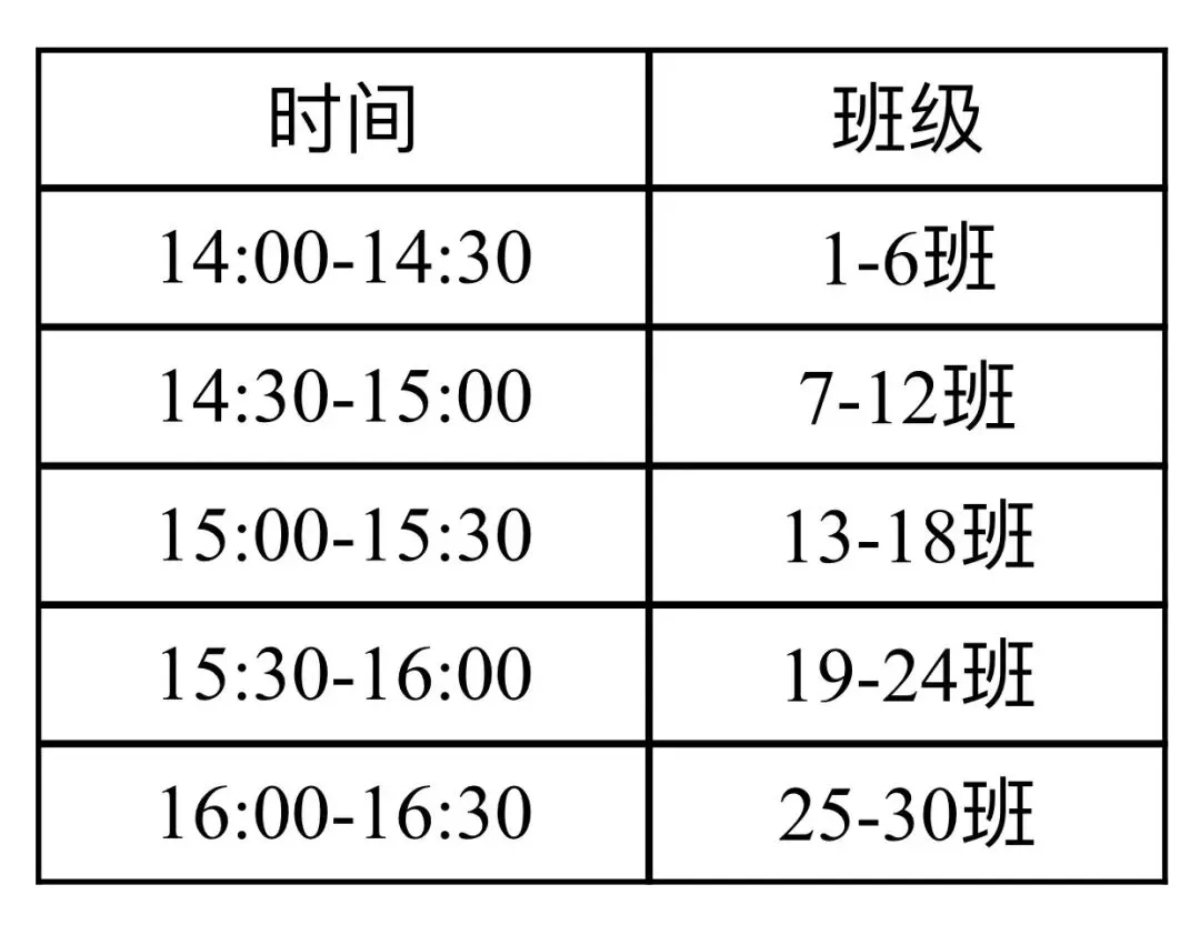 2022级高一新生分批报到时间安排表