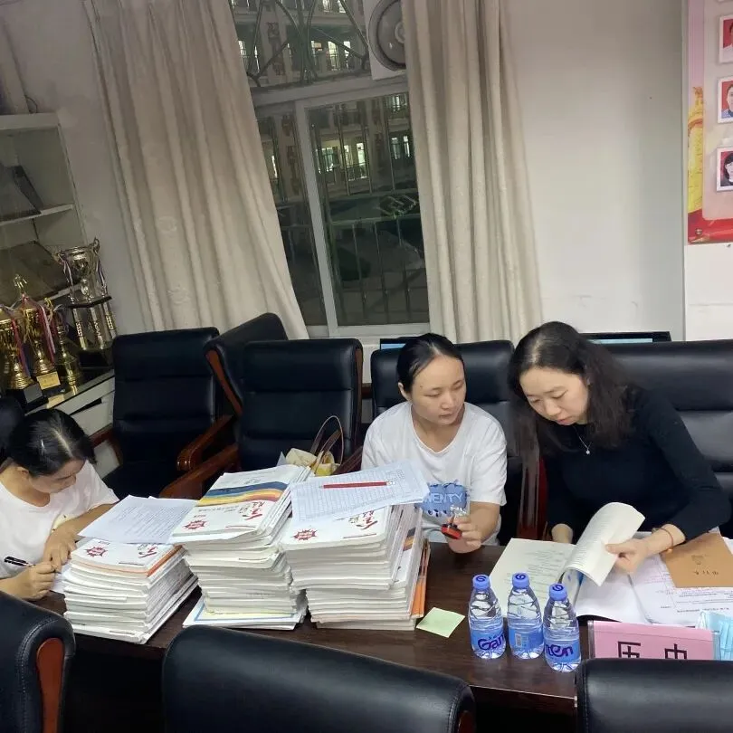 检查组认真审阅教案